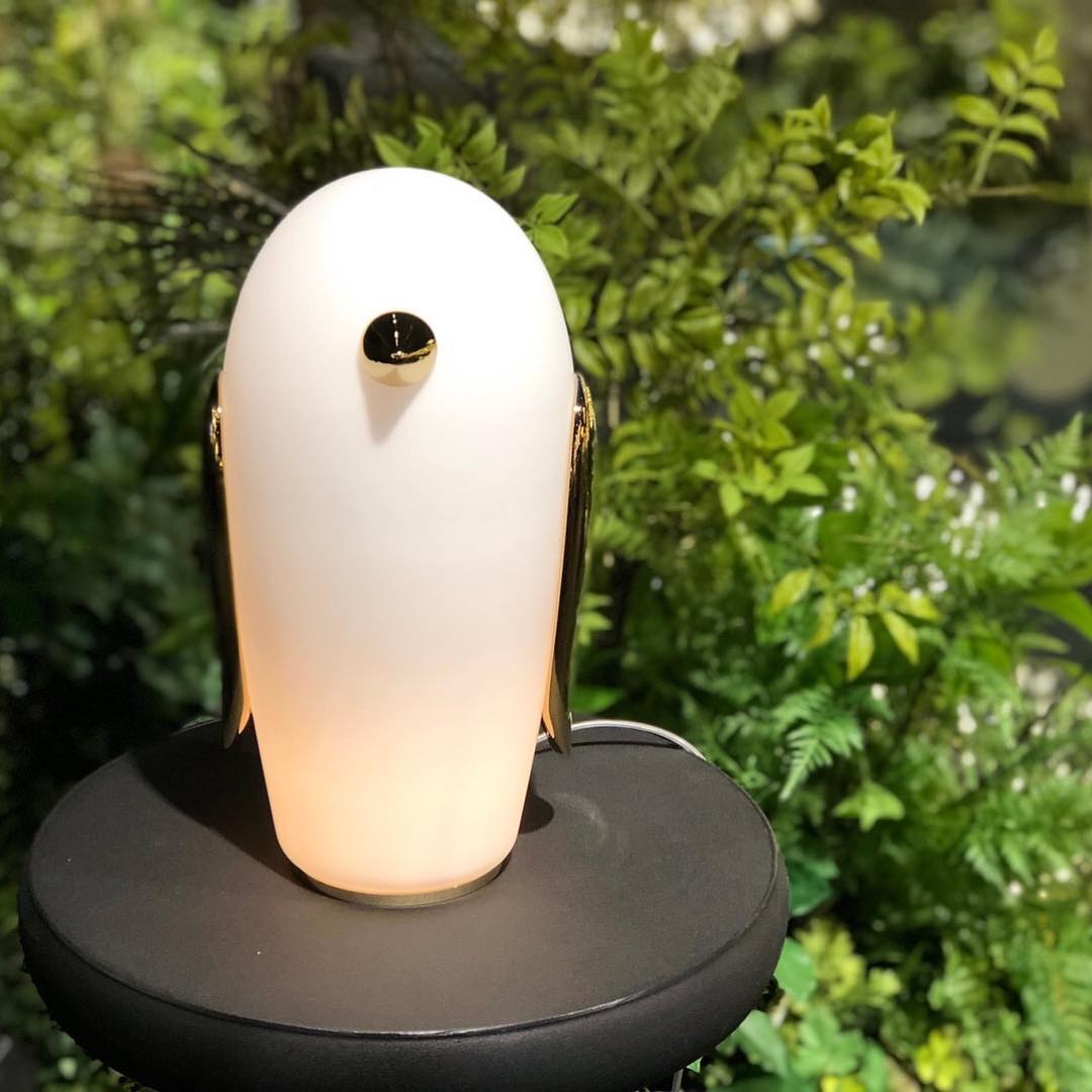 Animal Shaped Glass Table Lamp Modern Owl Rabbit Penguin Gold Bedside Nightstand Light