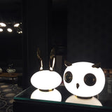Animal Shaped Glass Table Lamp Modern Owl Rabbit Penguin Gold Bedside Nightstand Light