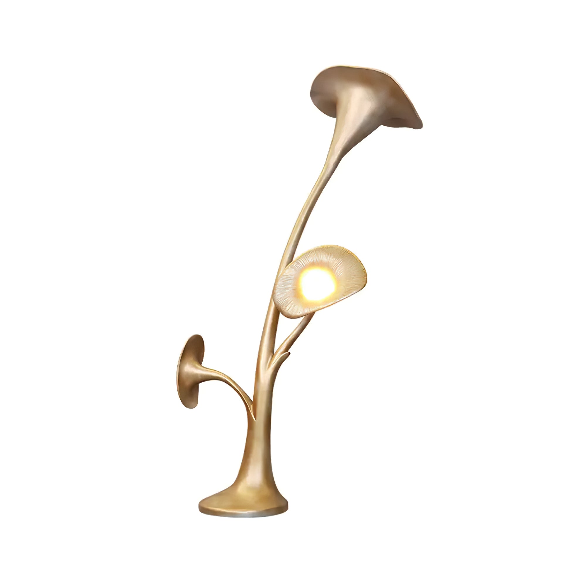 Modern Petunia Sculpture Torchiere Floor Lamp with Integrated LED Gold Finish