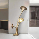 Modern Petunia Sculpture Torchiere Floor Lamp with Integrated LED Gold Finish