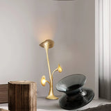 Modern Petunia Sculpture Torchiere Floor Lamp with Integrated LED Gold Finish