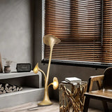 Modern Petunia Sculpture Torchiere Floor Lamp with Integrated LED Gold Finish