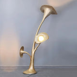 Modern Petunia Sculpture Torchiere Floor Lamp with Integrated LED Gold Finish