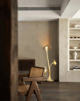 Modern Petunia Sculpture Torchiere Floor Lamp with Integrated LED Gold Finish