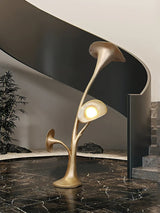 Modern Petunia Sculpture Torchiere Floor Lamp with Integrated LED Gold Finish
