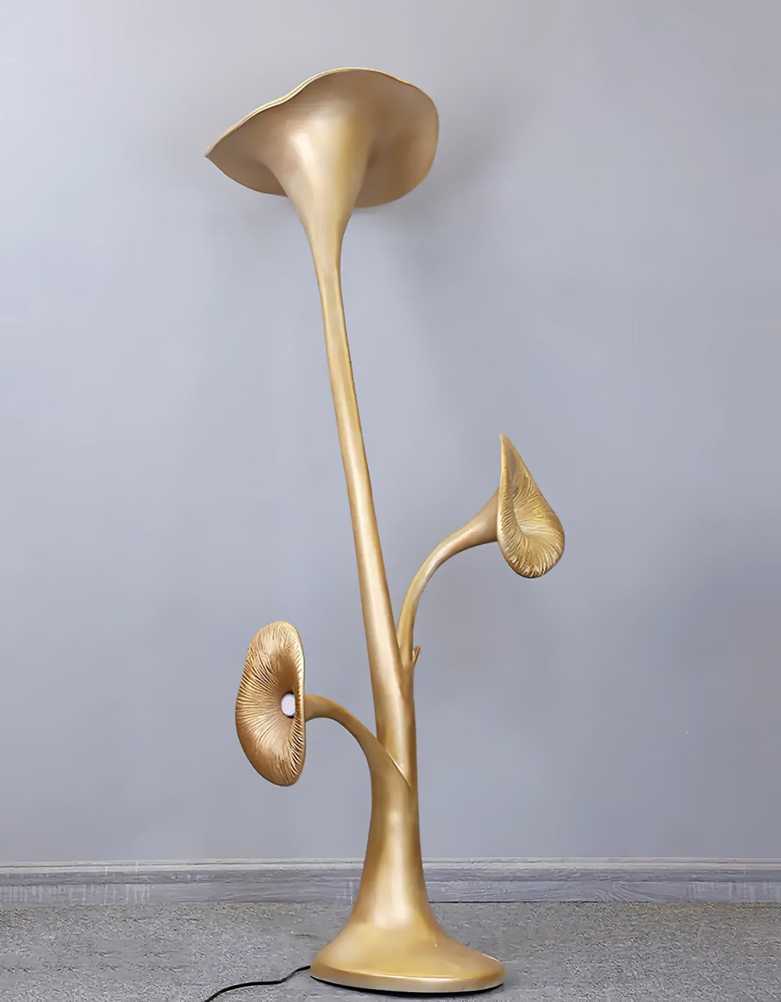 Modern Petunia Sculpture Torchiere Floor Lamp with Integrated LED Gold Finish