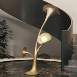 Modern Petunia Sculpture Torchiere Floor Lamp with Integrated LED Gold Finish