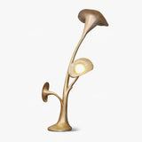 Modern Petunia Sculpture Torchiere Floor Lamp with Integrated LED Gold Finish