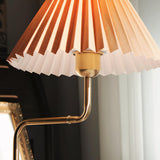 Nordic Wood Base Table Lamp with Pleated Fabric Shade and Candle Warmer Function