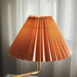 Nordic Wood Base Table Lamp with Pleated Fabric Shade and Candle Warmer Function