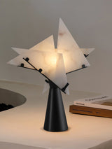 Modern Alabaster Accent Table Lamp Sculptural Natural Stone LED Desk Light