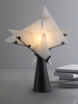 Modern Alabaster Accent Table Lamp Sculptural Natural Stone LED Desk Light