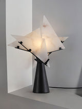 Modern Alabaster Accent Table Lamp Sculptural Natural Stone LED Desk Light