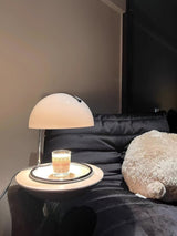 Modern Minimalist Chrome Table Lamp with Glass Shade for Reading and Candle Warming