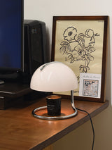 Modern Minimalist Chrome Table Lamp with Glass Shade for Reading and Candle Warming