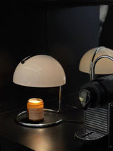Modern Minimalist Chrome Table Lamp with Glass Shade for Reading and Candle Warming