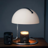 Modern Minimalist Chrome Table Lamp with Glass Shade for Reading and Candle Warming