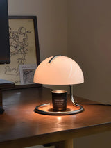 Modern Minimalist Chrome Table Lamp with Glass Shade for Reading and Candle Warming