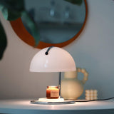 Modern Minimalist Chrome Table Lamp with Glass Shade for Reading and Candle Warming