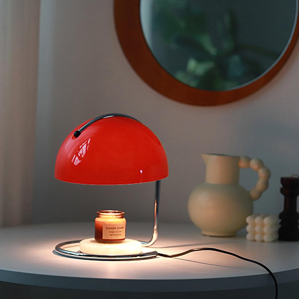 Modern Minimalist Chrome Table Lamp with Glass Shade for Reading and Candle Warming