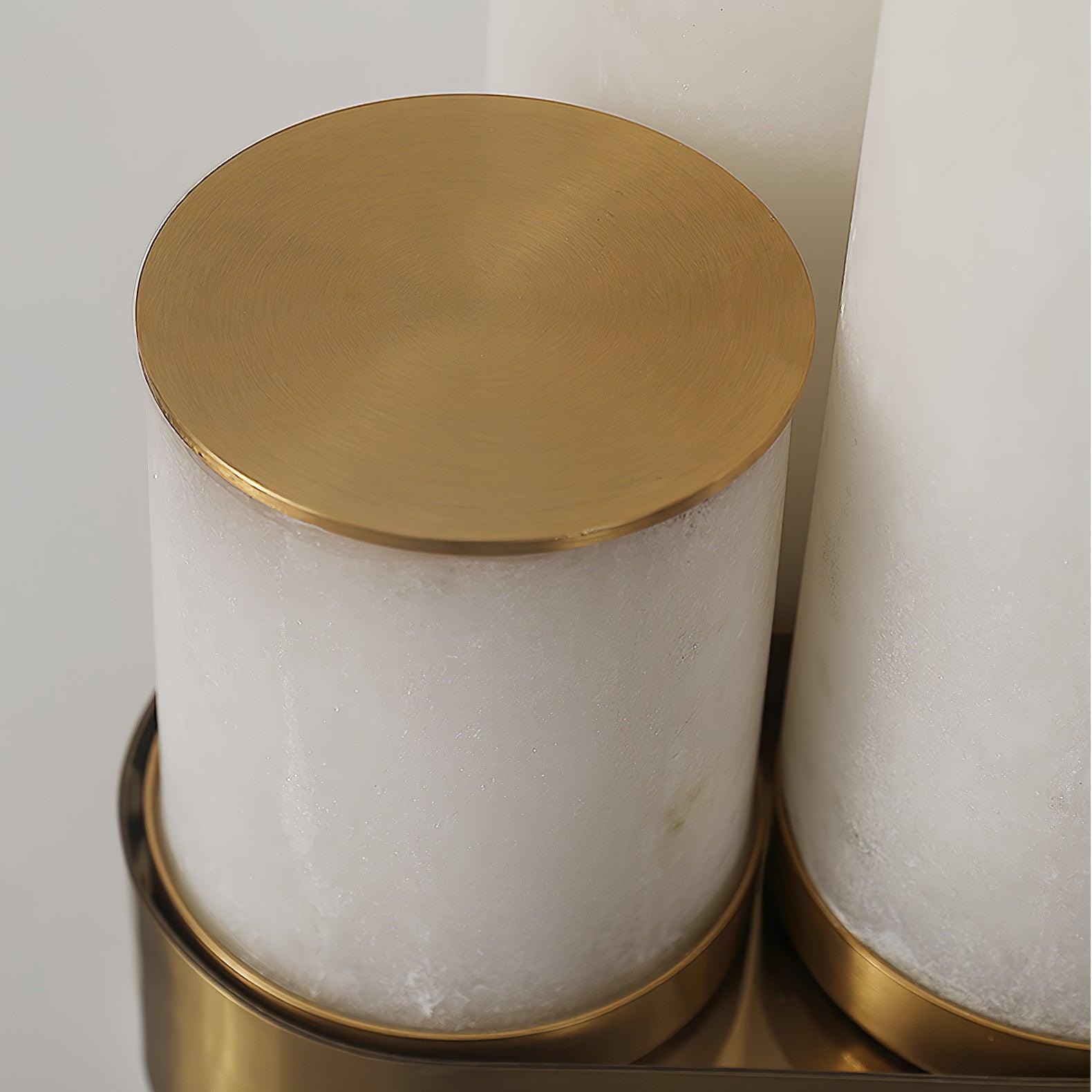 Minimalist Piped Alabaster Floor Lamp with Natural Stone Shades and Brass Body
