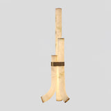 Minimalist Piped Alabaster Floor Lamp with Natural Stone Shades and Brass Body
