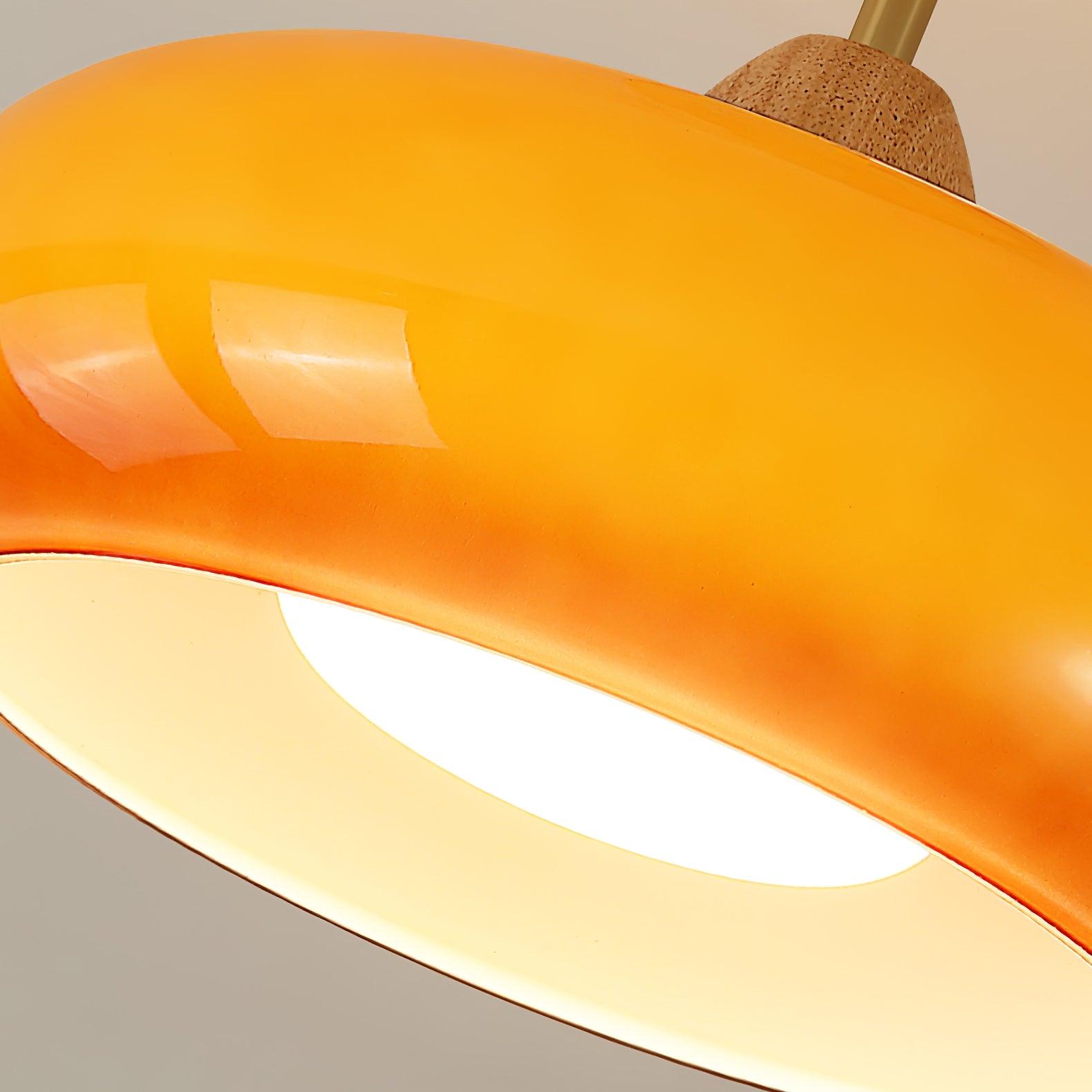 Bauhaus Inspired Mid Century Modern Glass Disc Ceiling Lamp Vintage Wood Light Fixture