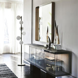 Modern Planetary Globe Standing Floor Lamp with White Blown Glass Shades and Brass Accents