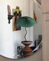 Sicilian Iron Table Lamp with Pleated Fabric Hat Shade and Beige Base for Home Decor