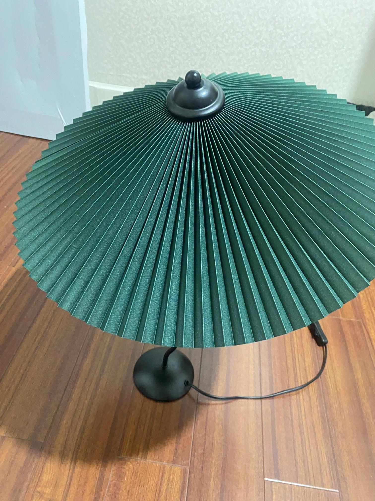 Sicilian Iron Table Lamp with Pleated Fabric Hat Shade and Beige Base for Home Decor