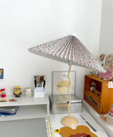 Sicilian Iron Table Lamp with Pleated Fabric Hat Shade and Beige Base for Home Decor