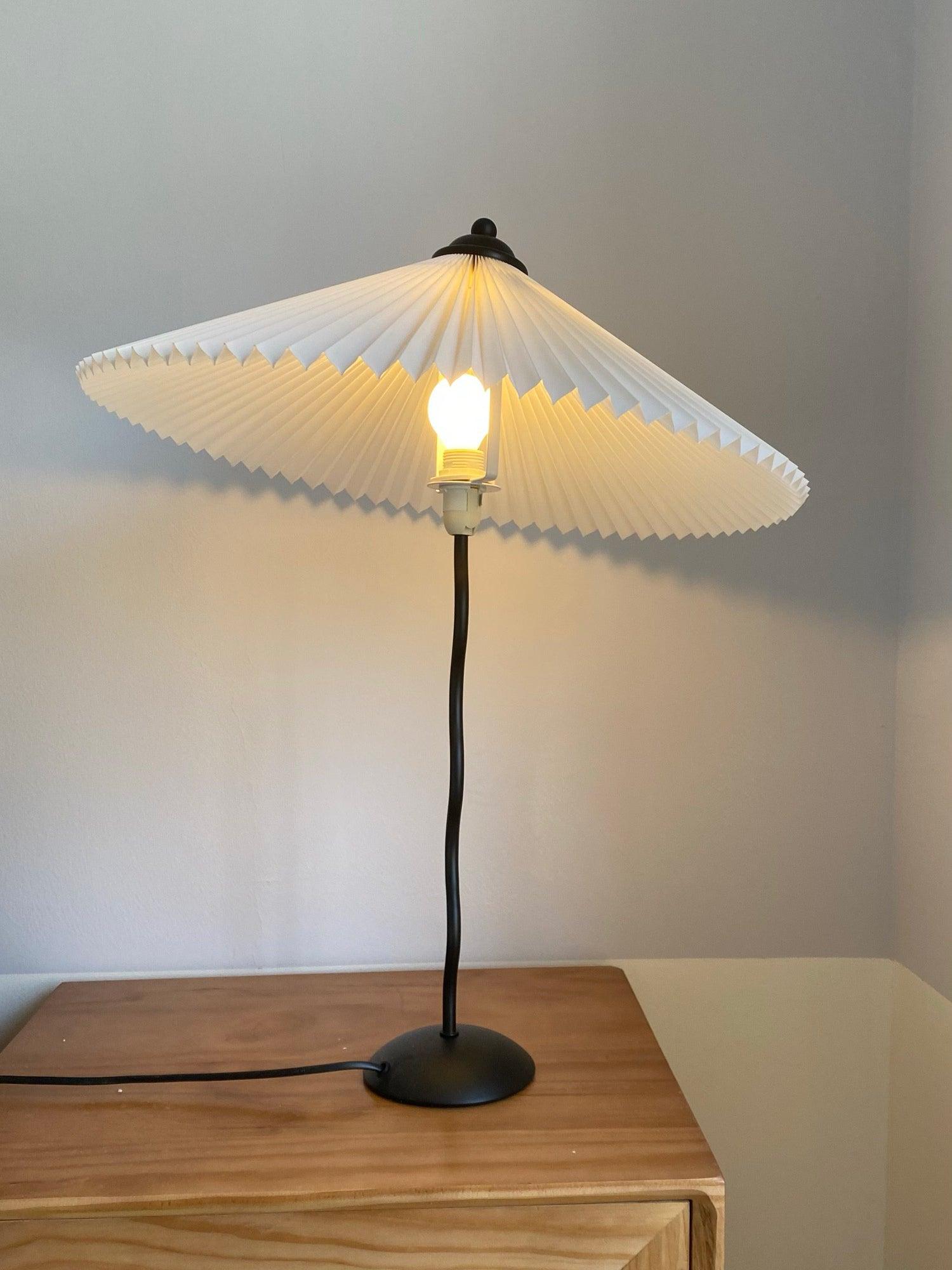 Sicilian Iron Table Lamp with Pleated Fabric Hat Shade and Beige Base for Home Decor