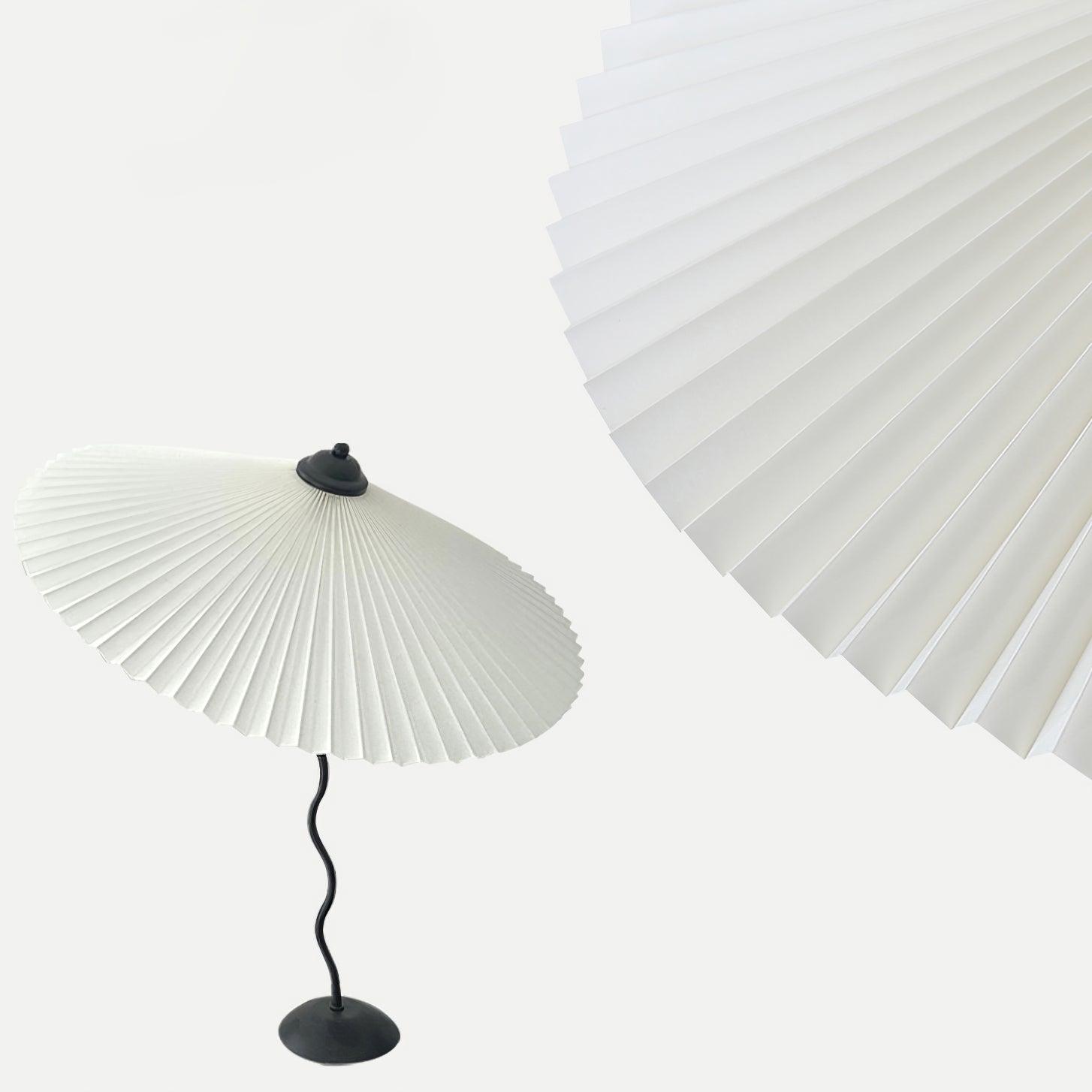 Sicilian Iron Table Lamp with Pleated Fabric Hat Shade and Beige Base for Home Decor