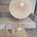 Sicilian Iron Table Lamp with Pleated Fabric Hat Shade and Beige Base for Home Decor
