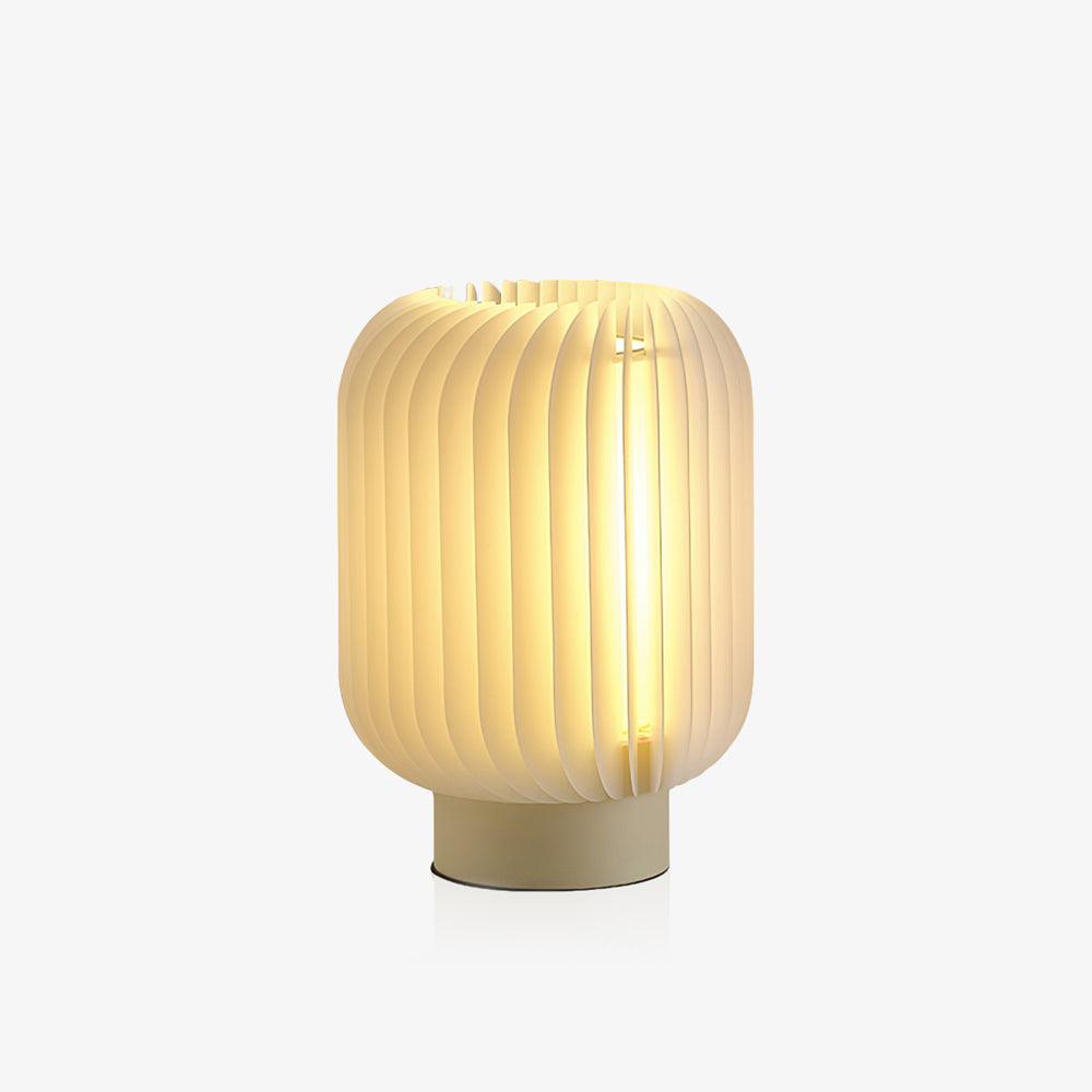 Modern Pleated Fabric Shade Table Lamp with Integrated LED for Bedside and Living Room