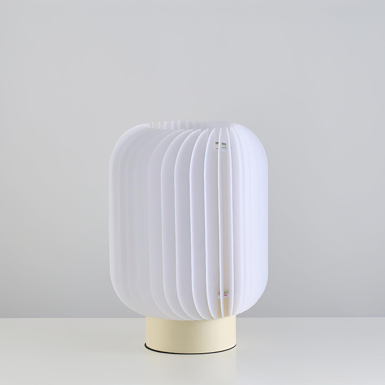 Modern Pleated Fabric Shade Table Lamp with Integrated LED for Bedside and Living Room