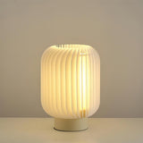 Modern Pleated Fabric Shade Table Lamp with Integrated LED for Bedside and Living Room