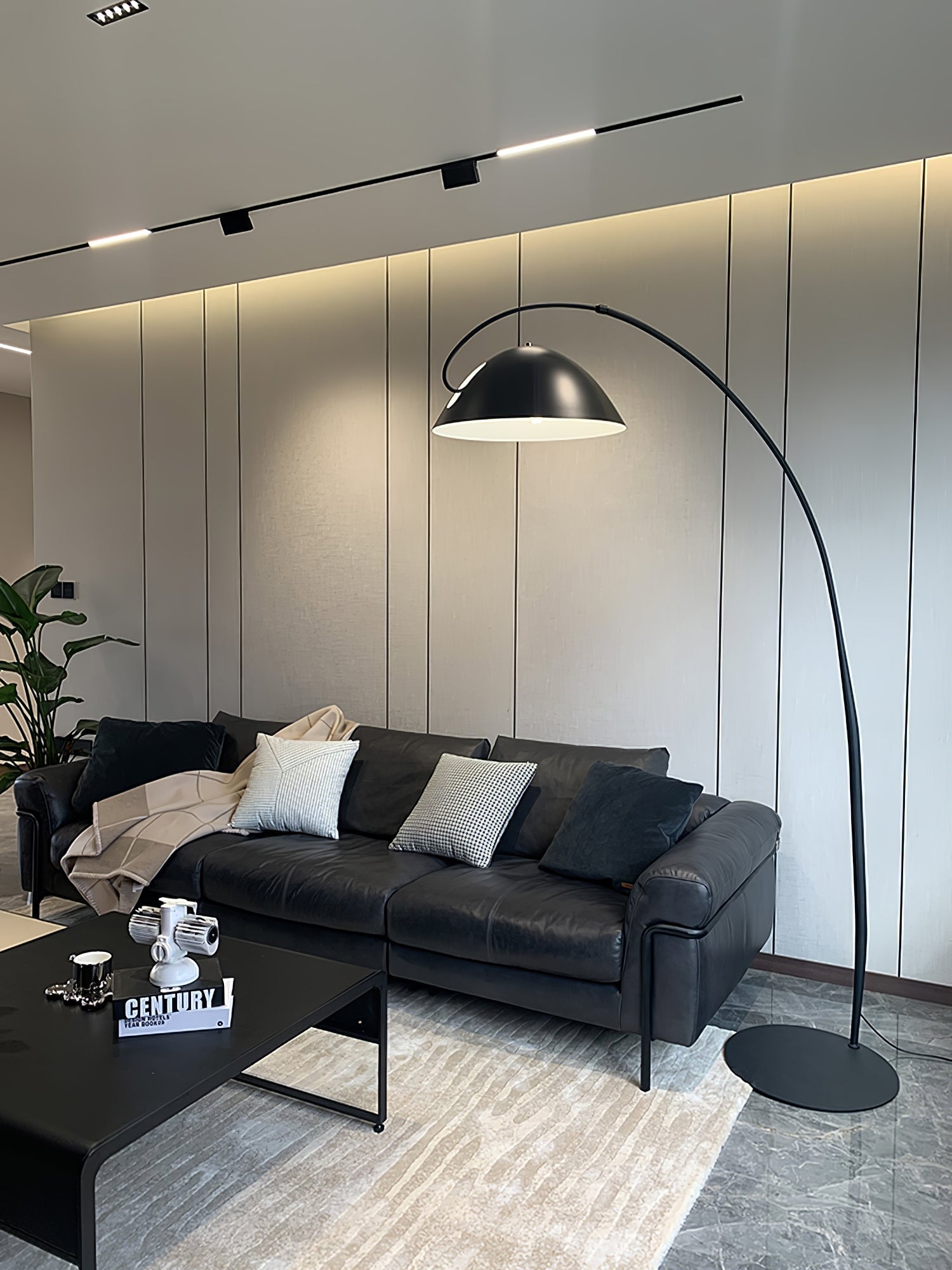 Modern Scandinavian Verse Arc Floor Lamp with Adjustable Swivel Shade for Living Room