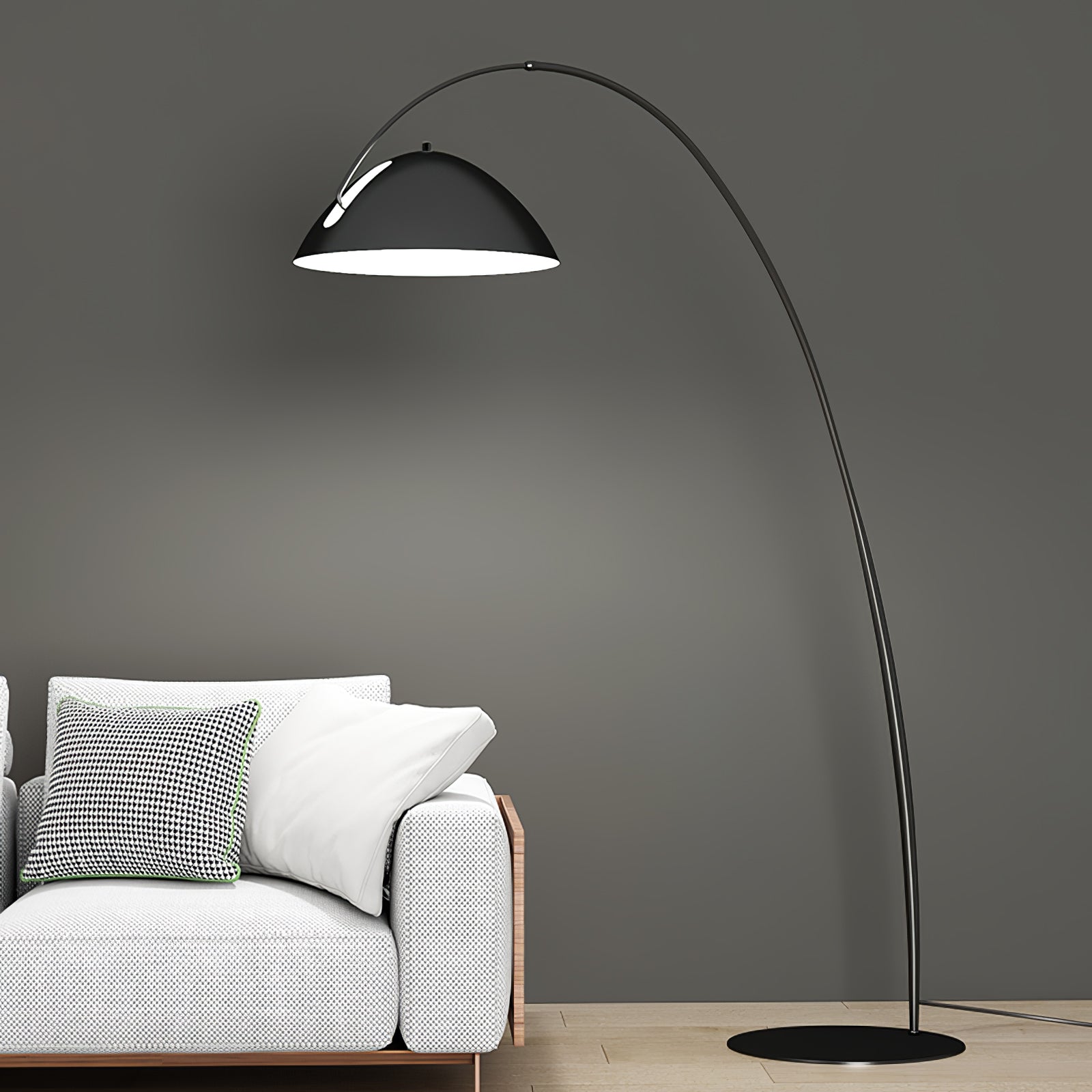 Modern Scandinavian Verse Arc Floor Lamp with Adjustable Swivel Shade for Living Room