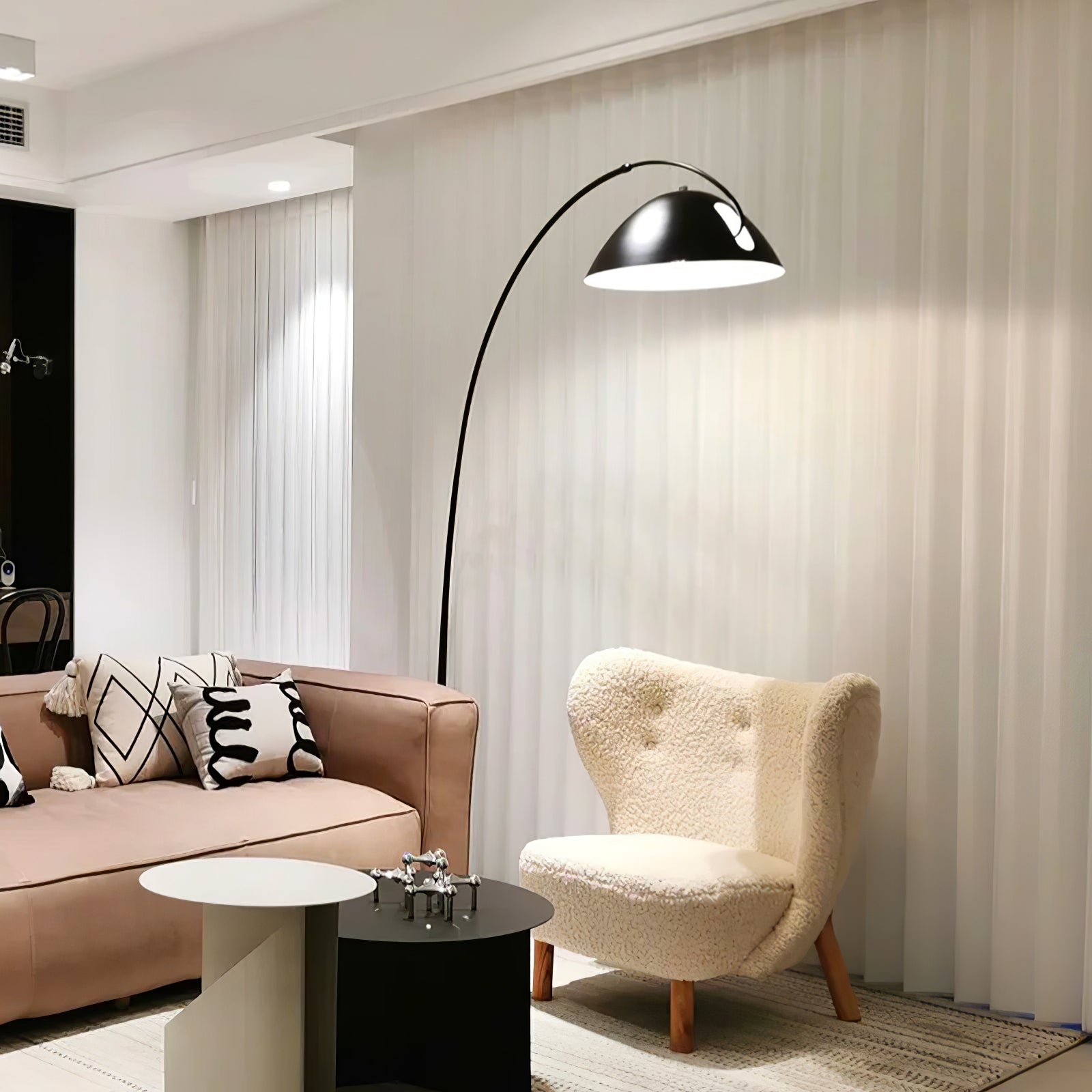 Modern Scandinavian Verse Arc Floor Lamp with Adjustable Swivel Shade for Living Room