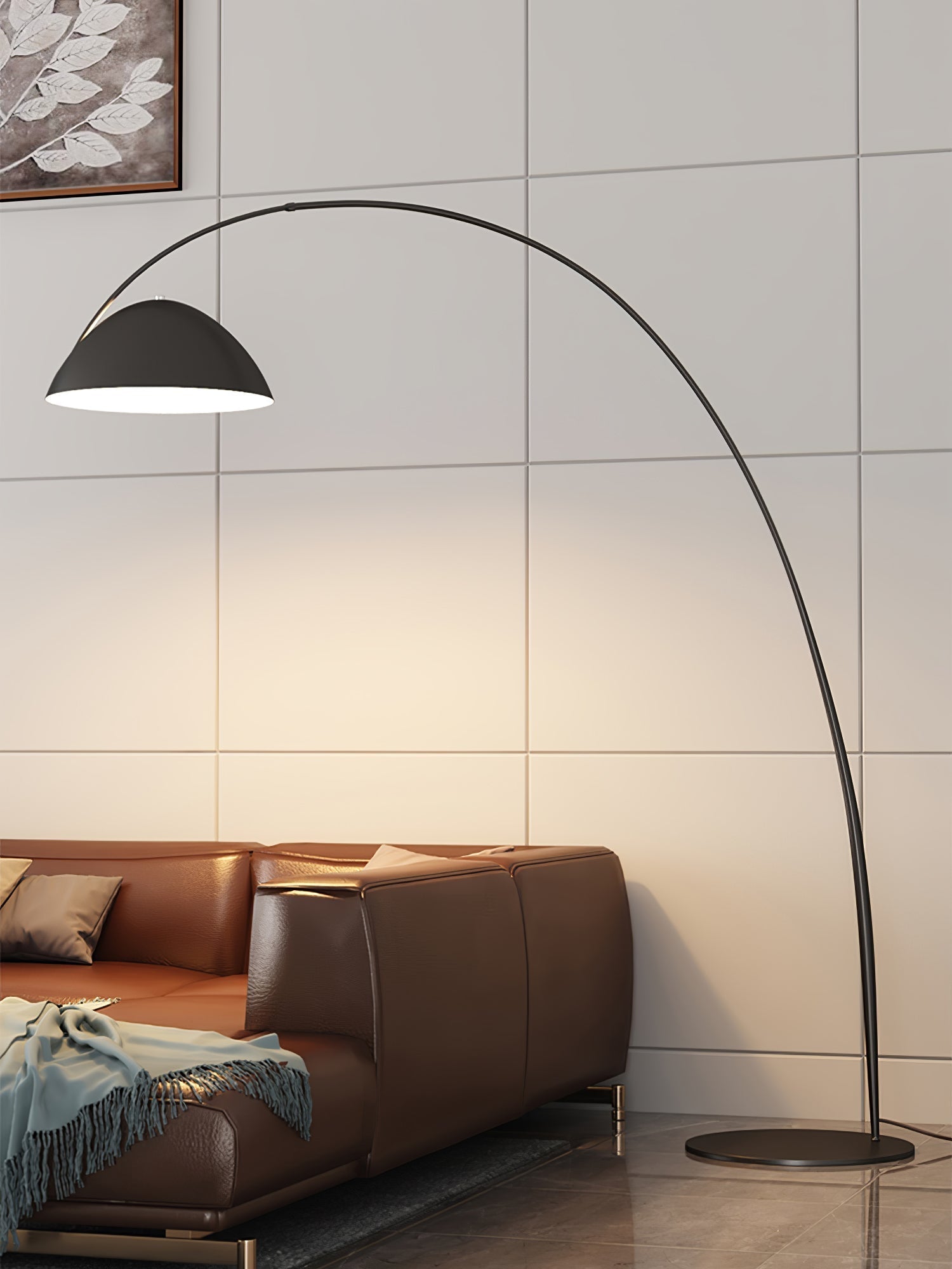 Modern Scandinavian Verse Arc Floor Lamp with Adjustable Swivel Shade for Living Room