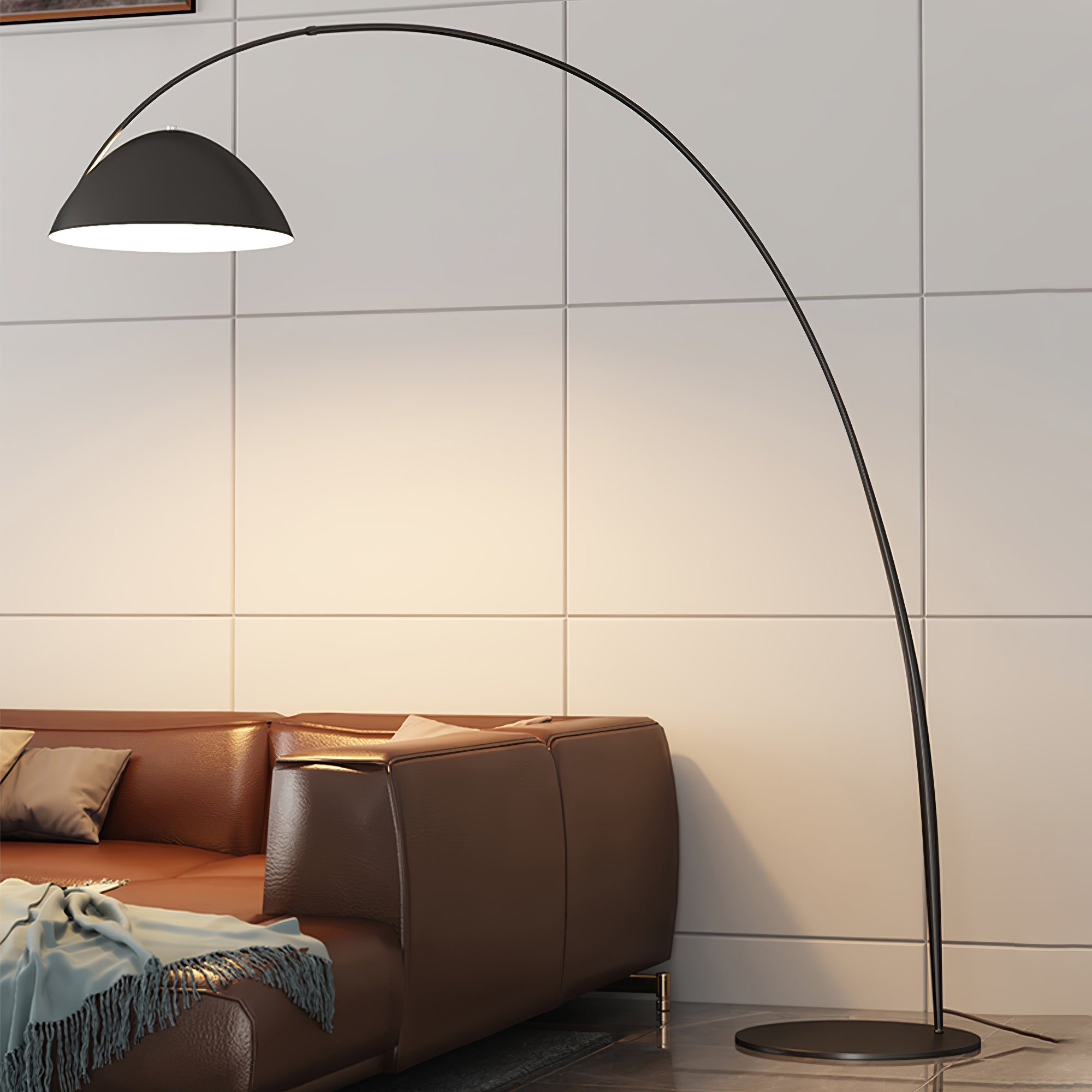 Modern Scandinavian Verse Arc Floor Lamp with Adjustable Swivel Shade for Living Room