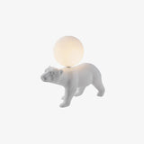 Modern Resin Polar Bear Table Lamp with Glass Globe for Bedroom and Nursery Lighting