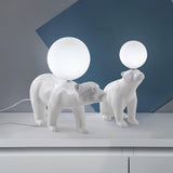 Modern Resin Polar Bear Table Lamp with Glass Globe for Bedroom and Nursery Lighting