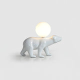 Modern Resin Polar Bear Table Lamp with Glass Globe for Bedroom and Nursery Lighting