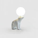 Modern Resin Polar Bear Table Lamp with Glass Globe for Bedroom and Nursery Lighting