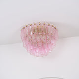 Pink Murano Glass Poliedri Geometric Flush Mount Ceiling Light with Gold Finish and LED Compatibility