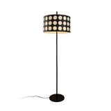 Modern Arc Floor Lamp with Black and White Polka Dot Fabric Shade for Living Room