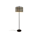 Modern Arc Floor Lamp with Black and White Polka Dot Fabric Shade for Living Room