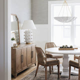 Elegant White Polka Dot Porcelain Table Lamp with Fabric Shade and Brass Base